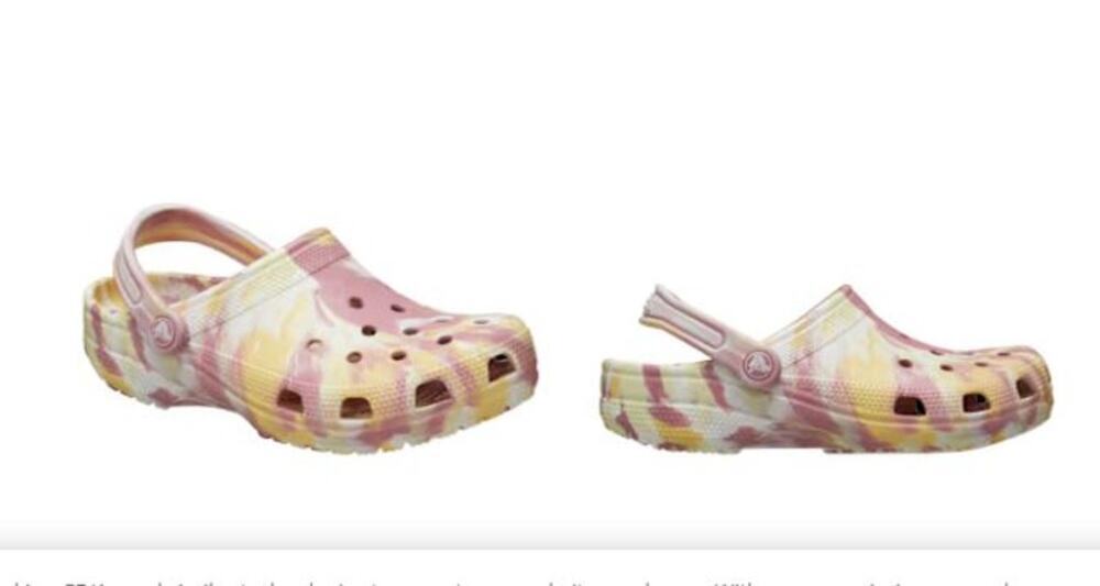 Kids Crocs Classic Marble Clog, Size 2, Pink/Yellow, Girls, Youth